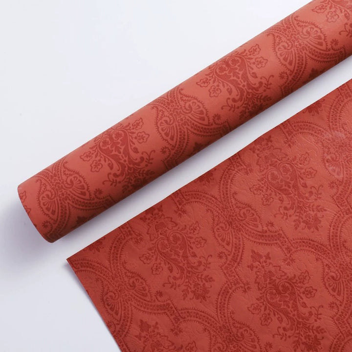 Autumn-Winter Madras Plaid & Baroque Flower Wrapping Paper Set