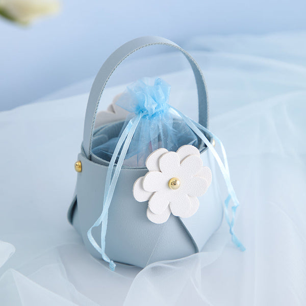 Flower Leather Party Favor Bags Pack 20 (8.5x8.5x15cm)