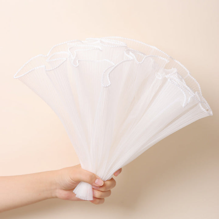 Pearled Edge Plicated Mesh Bouquet Flowers Wrapping Fabric