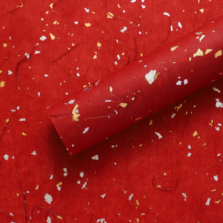 Vintage Red Celebration Series Waterproof Flower Wrapping Paper