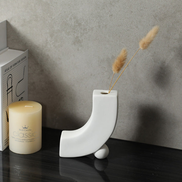 Abstract design ceramic vases in black and white
