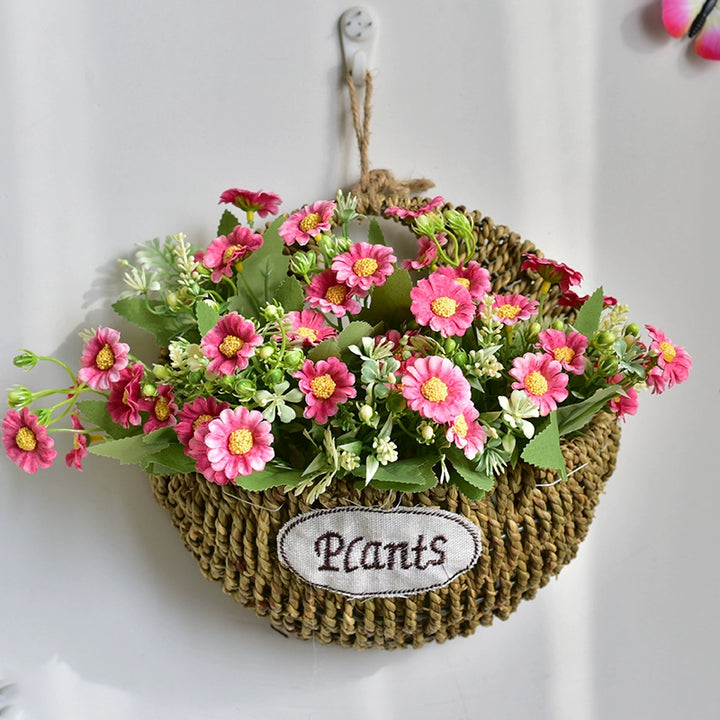 Rustic Wall Hanging Basket with Faux Lavender Flowers for Indoor Décor