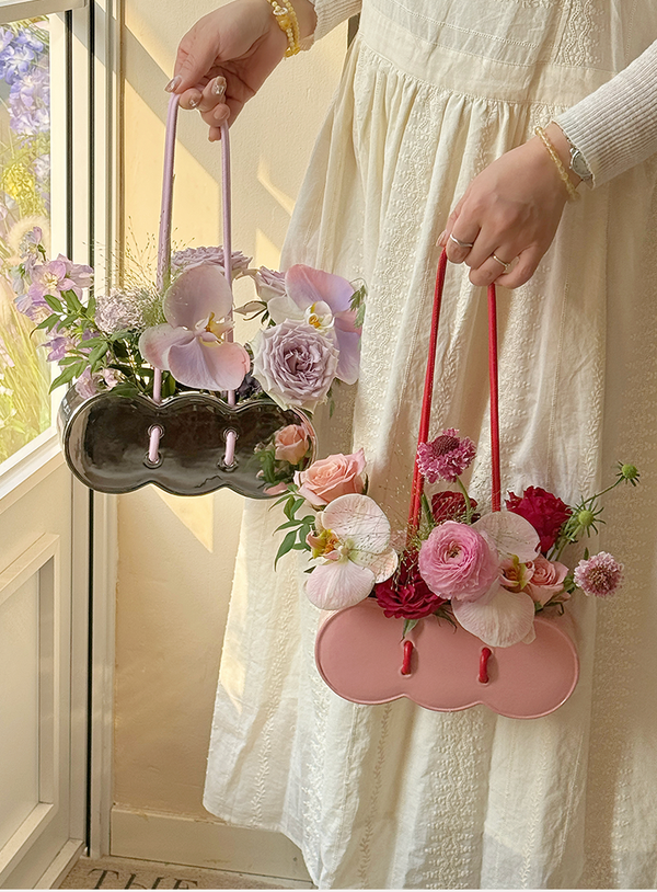Ceramic Floral Gift Box with Handles