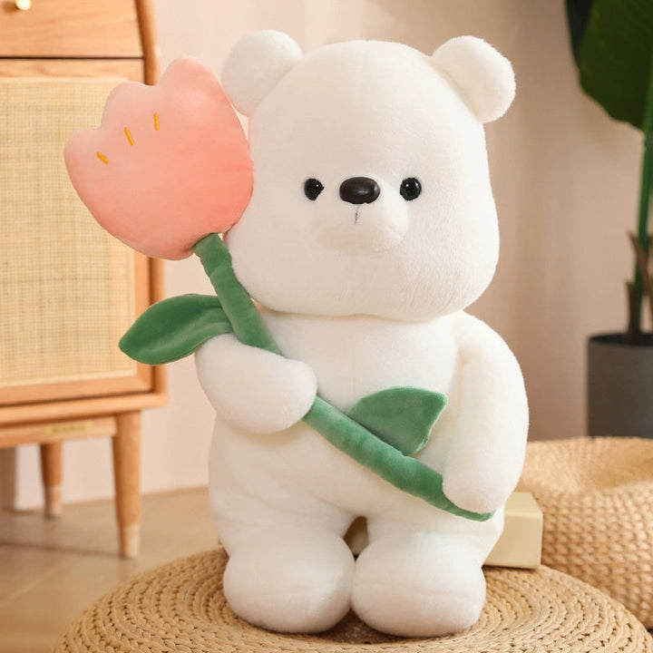 White Bear with Tulip Flower 30cm is a delightful addition to your valentine flowers collection.