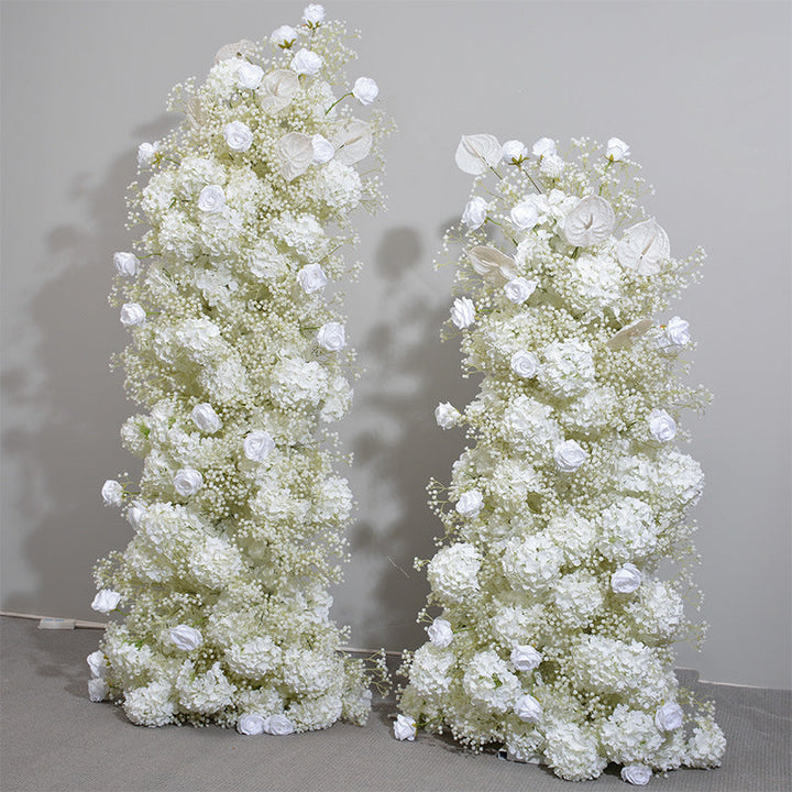 Flower Arch White Baby's Breath Hydrangea Rose Artificial Floral Event Proposal Wedding Decoration