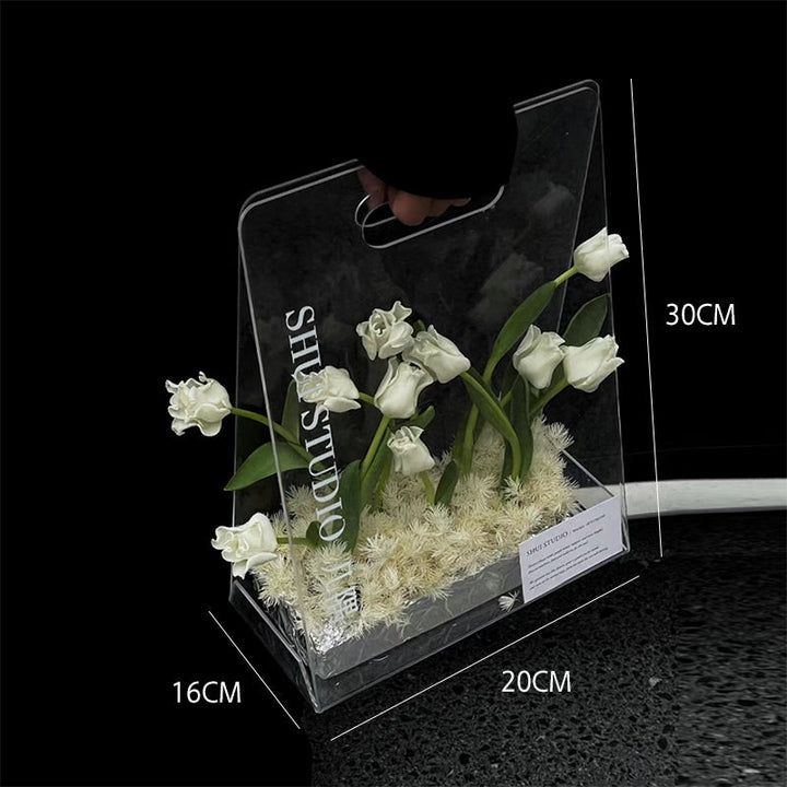 Clear Acrylic Flower Arrangement Box with Handle