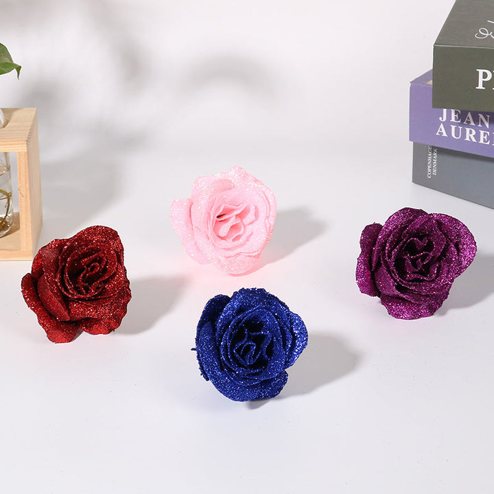 30PCS Glittering Artificial Rose Flower Head for DIY Decoration 2.3in is a perfect addition to your florist supply collection.