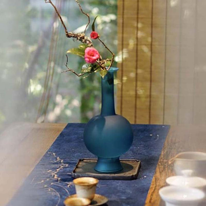 Chinese Style Minimal Teal Glass Vase