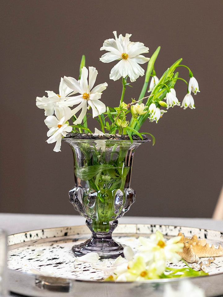 Pedestal Vintage Crystal Glass Urn Vase