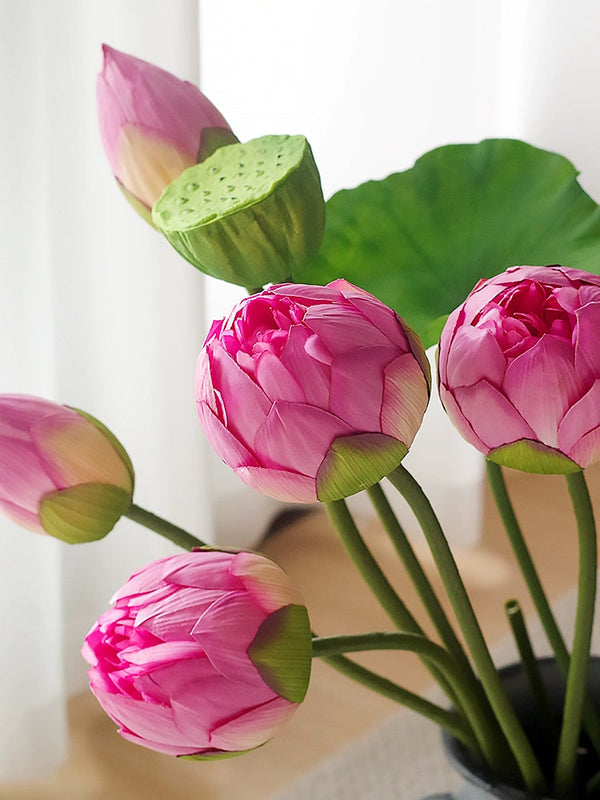 Artificial Long Stem Lotus Flower Lotus Leaf, perfect as florist fake flowers.