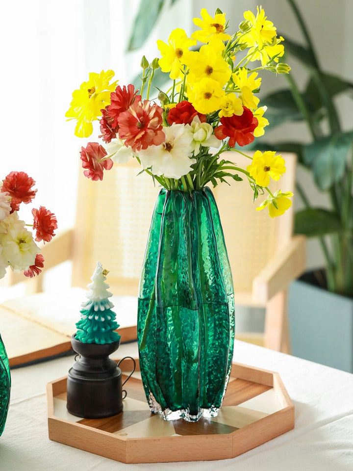 Emerald Modern Glass Vase for Centerpiece