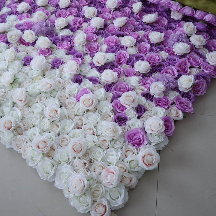 Stunning purple and white rose gradient backdrop for events.
