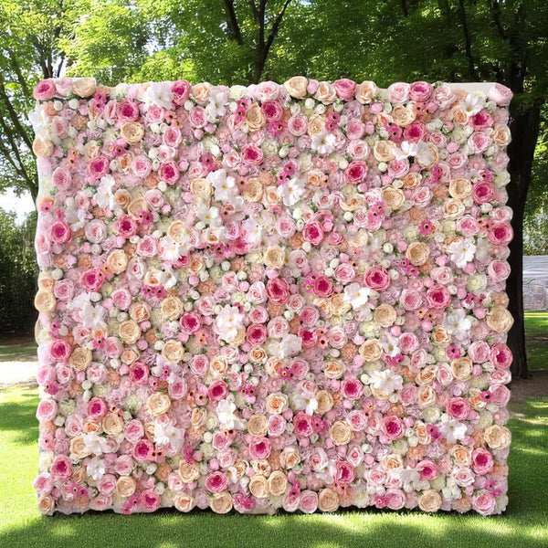 Elegant floral wall decor with soft pink and cream roses.
