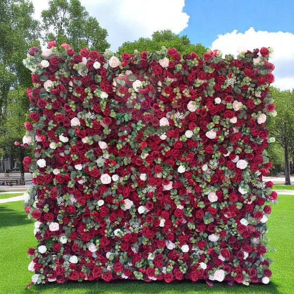 3D Flower Wall - Romantic Red Rose Floral Wall Backdrop