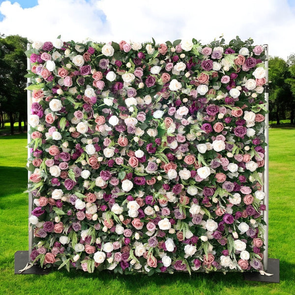 Lavender rose flower wall backdrop for weddings and events.
