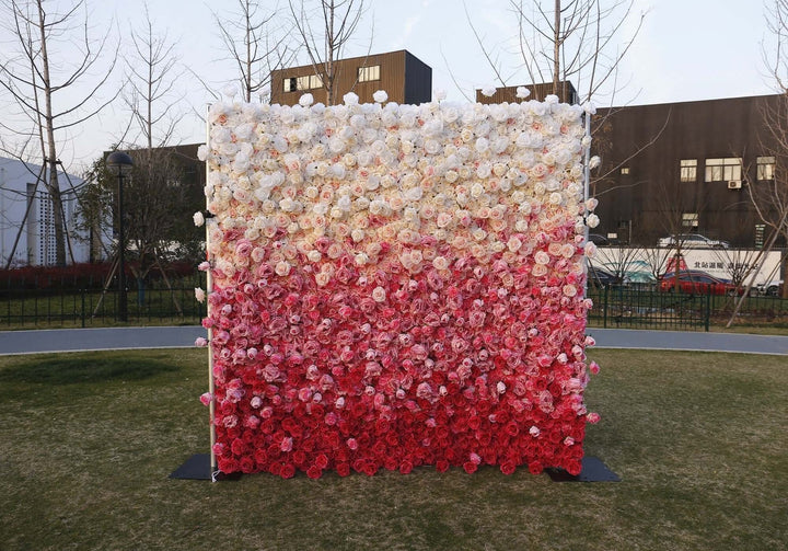 Elegant white and red rose flower wall for special event decoration
