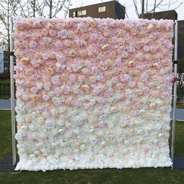 Pink and white rose flower wall backdrop for weddings
