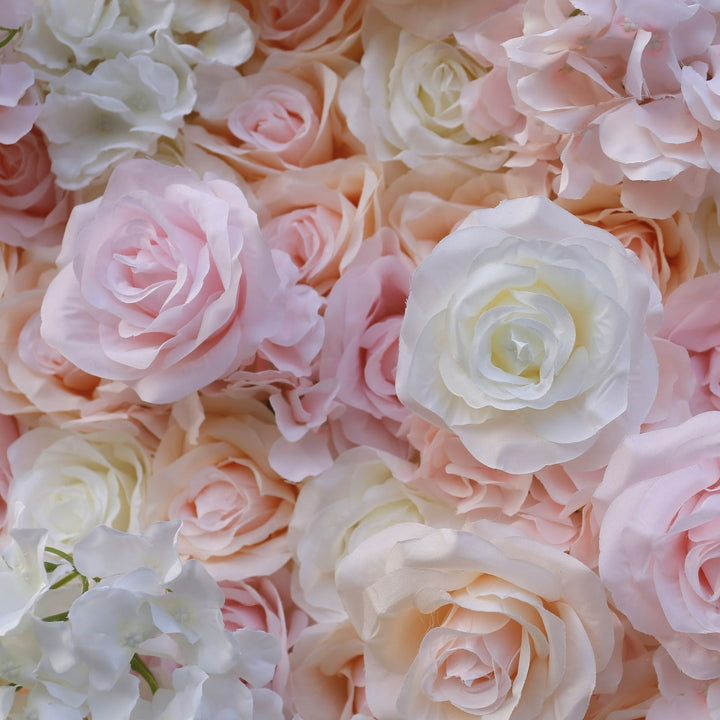 Gradient pink and white artificial flower backdrop
