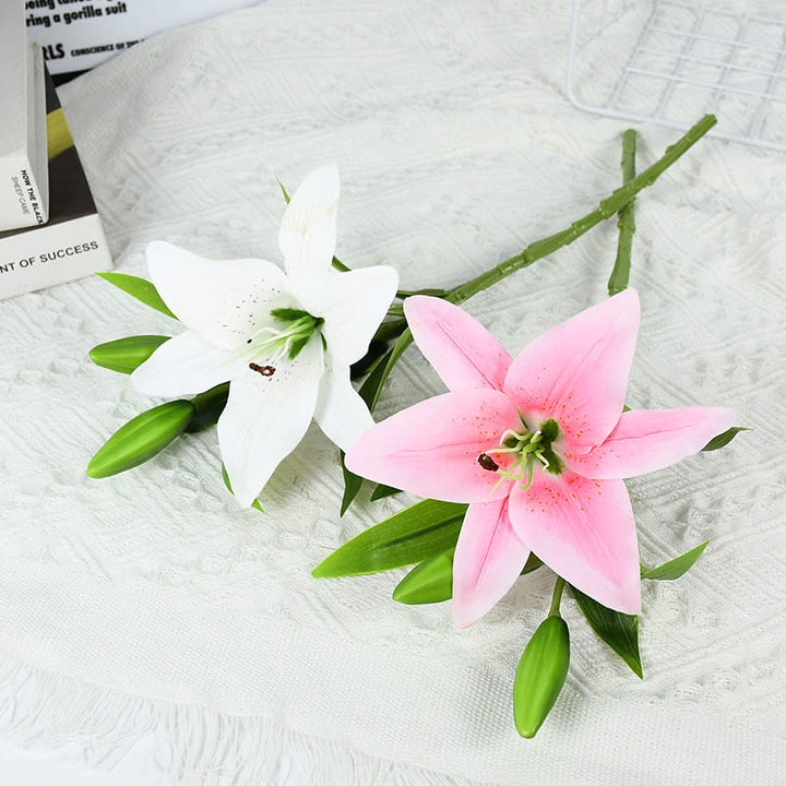 5pcs 38cm Artificial Lily Flowers Bouquet, perfect as artificial flowers.