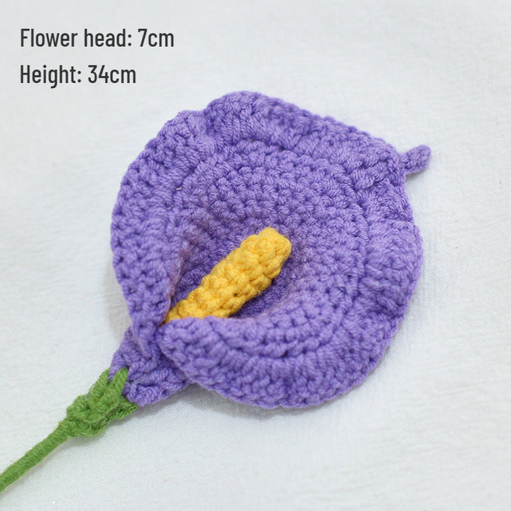 Set of 5 Cotton Yarn Knitting Artificial Flowers Finished Crochet Calla Lily