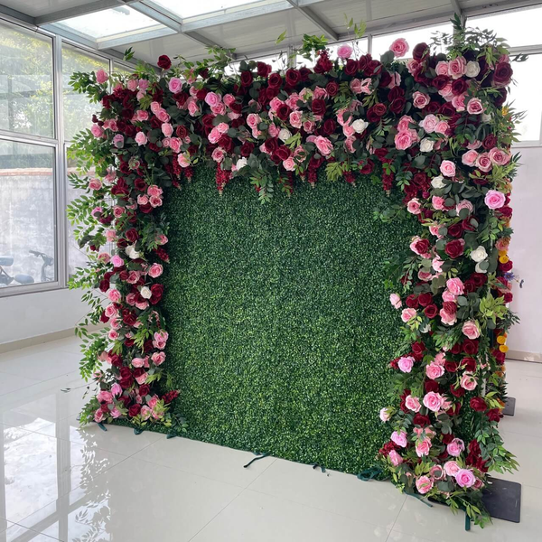 3D Flower Wall - Rose and Eucalyptus Floral Wall Backdrop