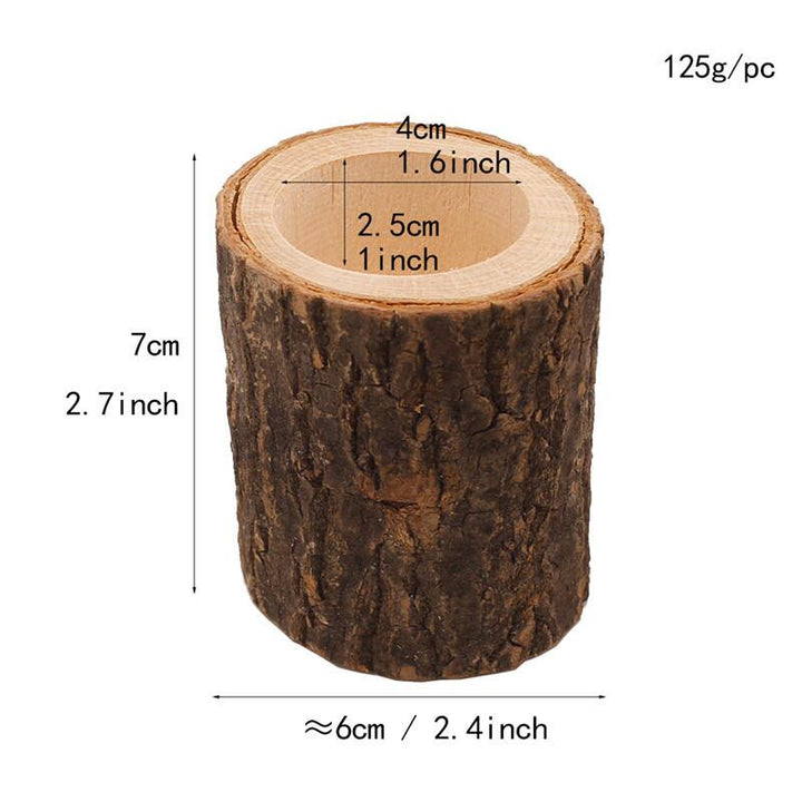 Set of 3 Rustic Wooden Candle Holder