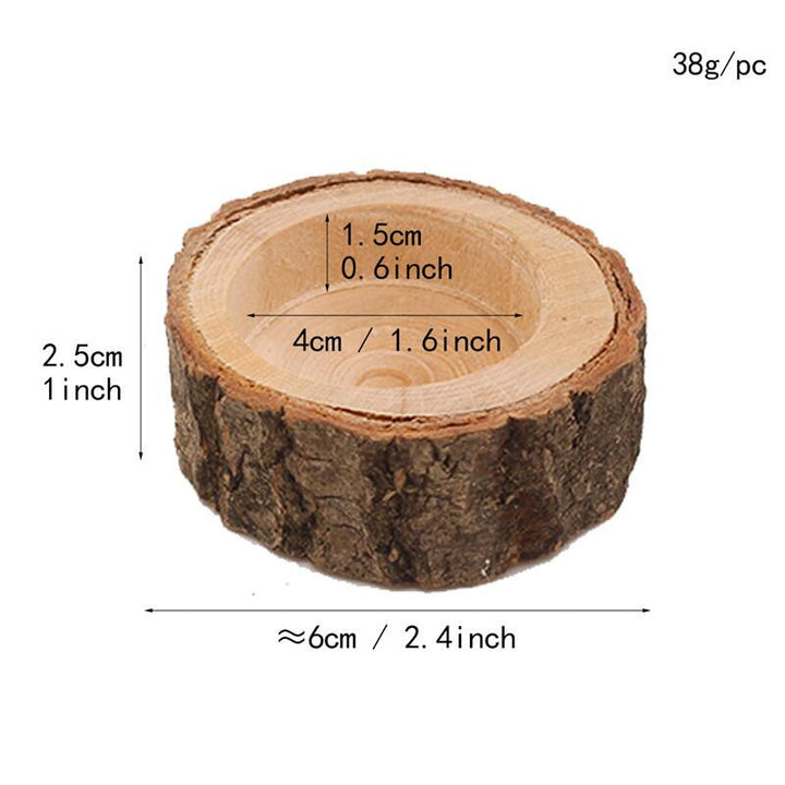 Set of 3 Rustic Wooden Candle Holder