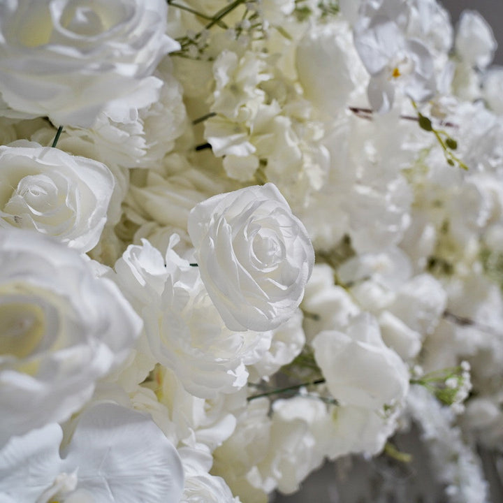 RTS Flower Arch 5D White Roses Floral Set Fabric Backdrop Flower Wall Proposal Wedding Party Decor