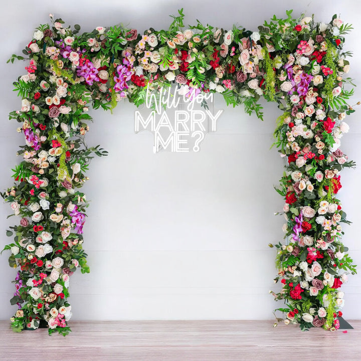 Wedding Arch 5D 8x8ft Pink Purple Rose Wedding Archs Florals Set Fabric Backdrop Proposal Wedding Party Decor