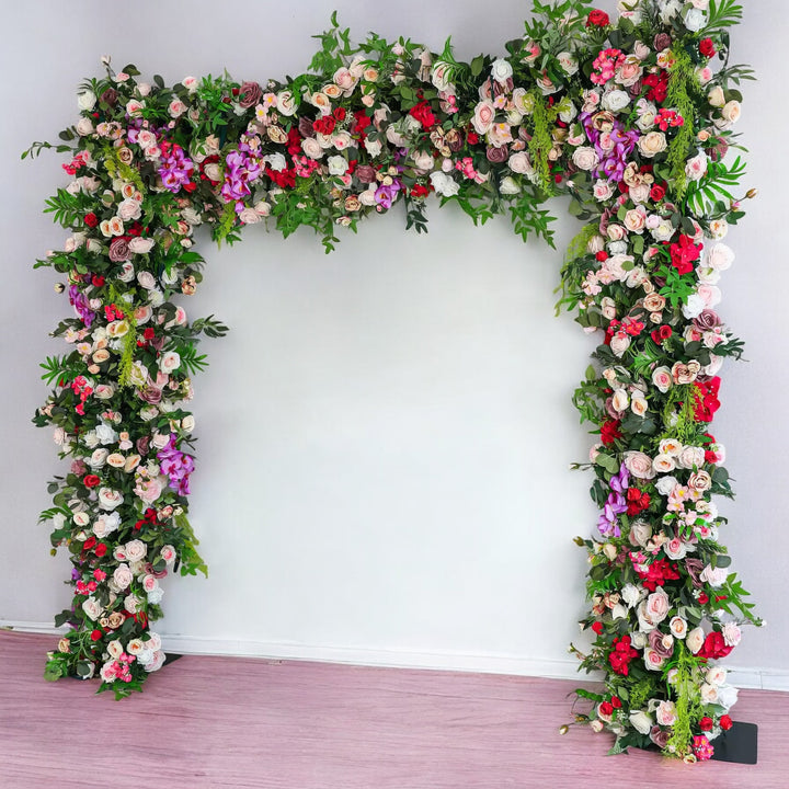 Wedding Arch 5D 8x8ft Pink Purple Rose Wedding Archs Florals Set Fabric Backdrop Proposal Wedding Party Decor