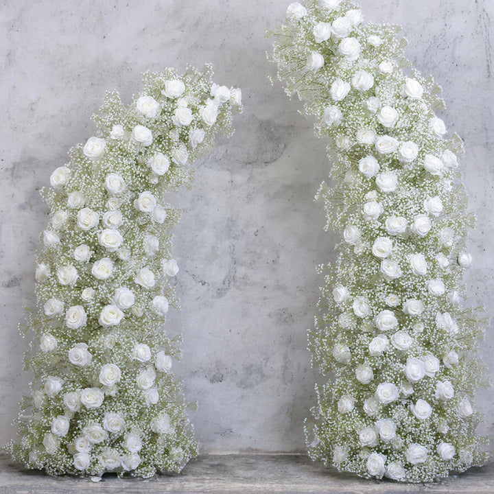 Baby's Breath White Floral Wedding Arch Artificial Horn Floral Event Proposal Wedding Decoration