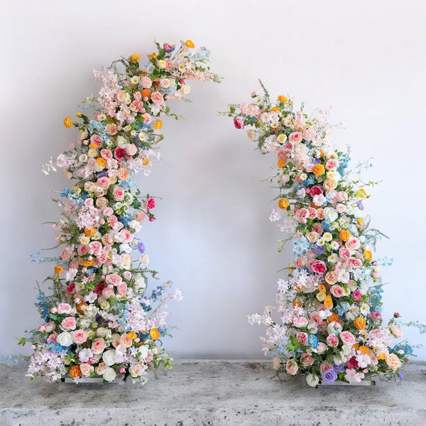 Colorful Spring-Inspired Wedding Arch Set Artificial Florals Backdrop for Wedding Proposal Party Decor