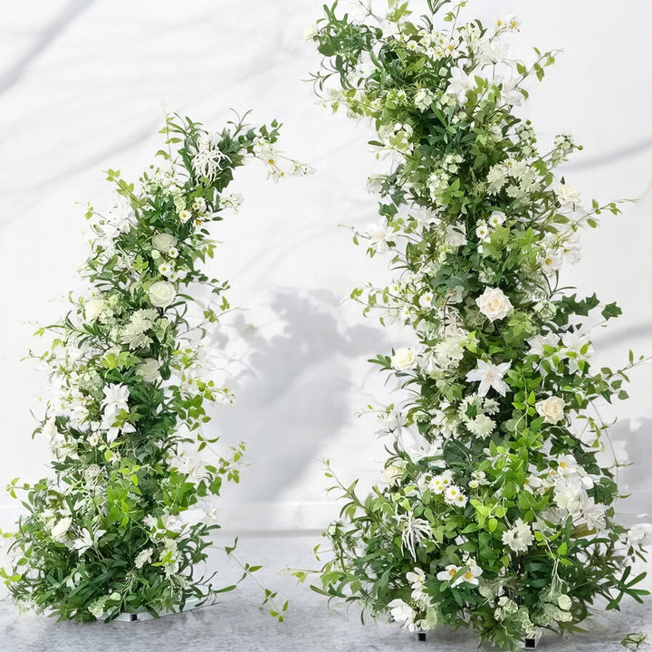 White Floral and Greenery Wedding Arch Set Artificial Florals Backdrop for Wedding Proposal Party Decor