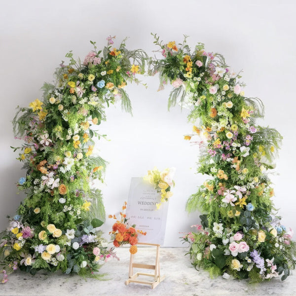 Pastel Garden Floral Wedding Arch Set Artificial Florals Backdrop for Wedding Proposal Party Decor