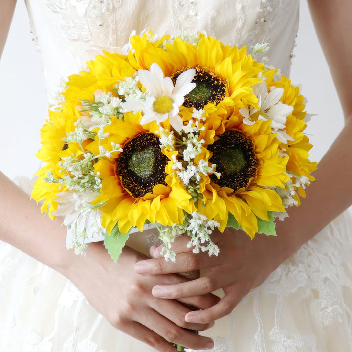 Bridal Bouquet with Sunflowers and Daisies