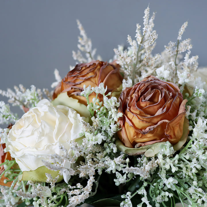 Rustic Charm Bridal Bouquet in Dusty Rose, Terracotta and Ivory with Baby's Breath