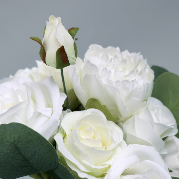 Simple White Rose and Eucalyptus Bridal Bouquet