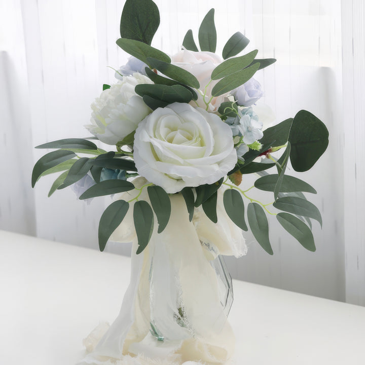 Elegant Eucalyptus and Rose Bridal Bouquet