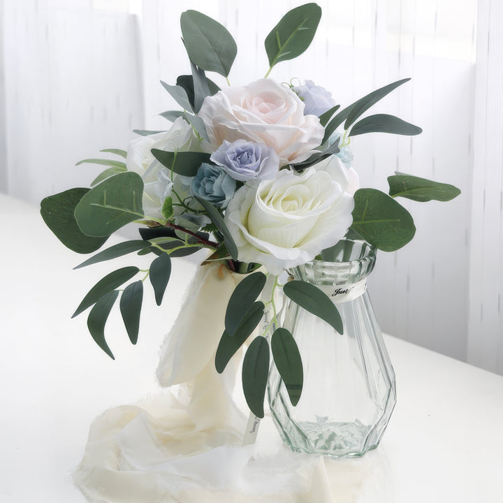 Elegant Eucalyptus and Rose Bridal Bouquet