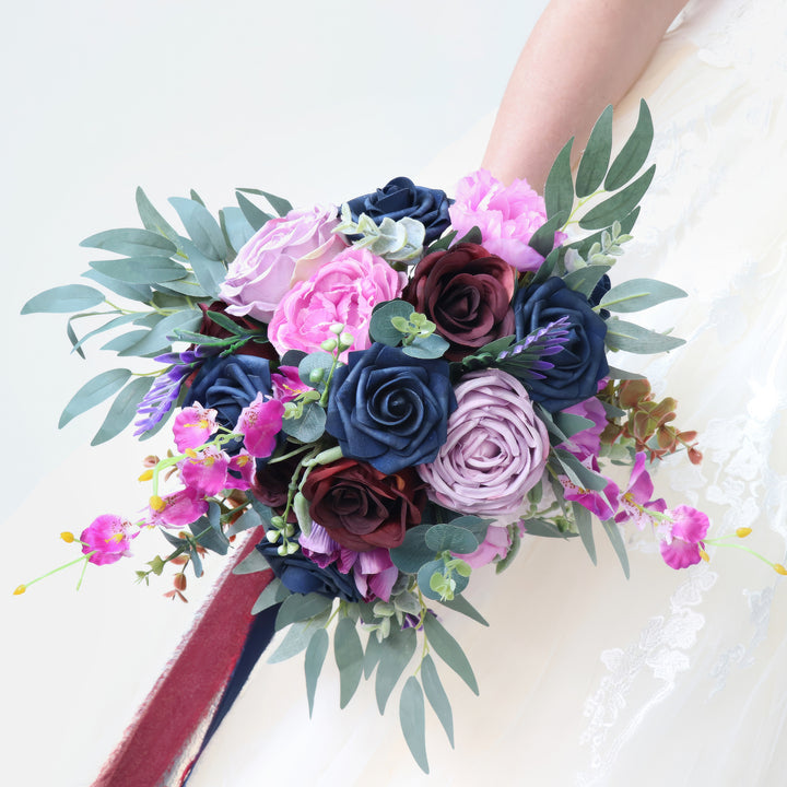 Enchanted Navy and Burgundy Bridal Bouquet