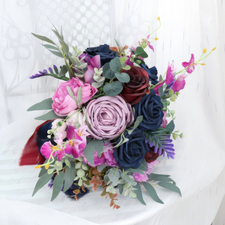 Enchanted Navy and Burgundy Bridal Bouquet