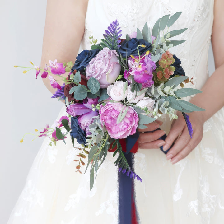 Enchanted Navy and Burgundy Bridal Bouquet