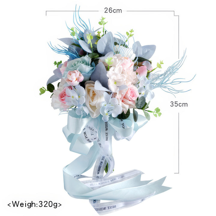 Elegant Bridal Bouquet In Dusty Blue And Mix Pastel