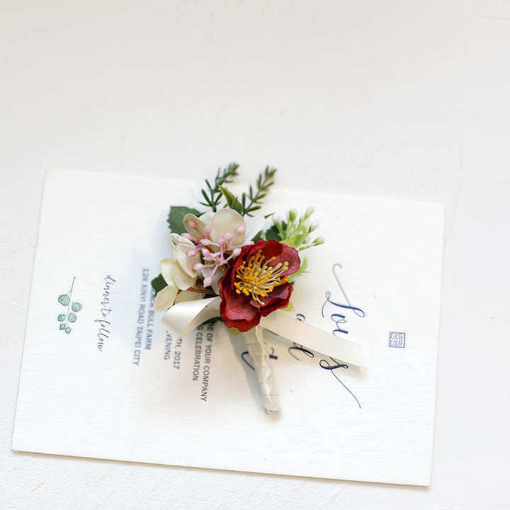 Elegant Silk Floral Wedding Boutonniere