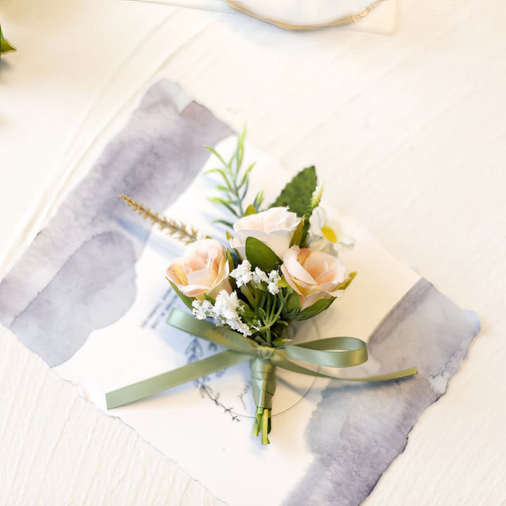 Elegant Bridal Corsage with Roses and Baby's Breath