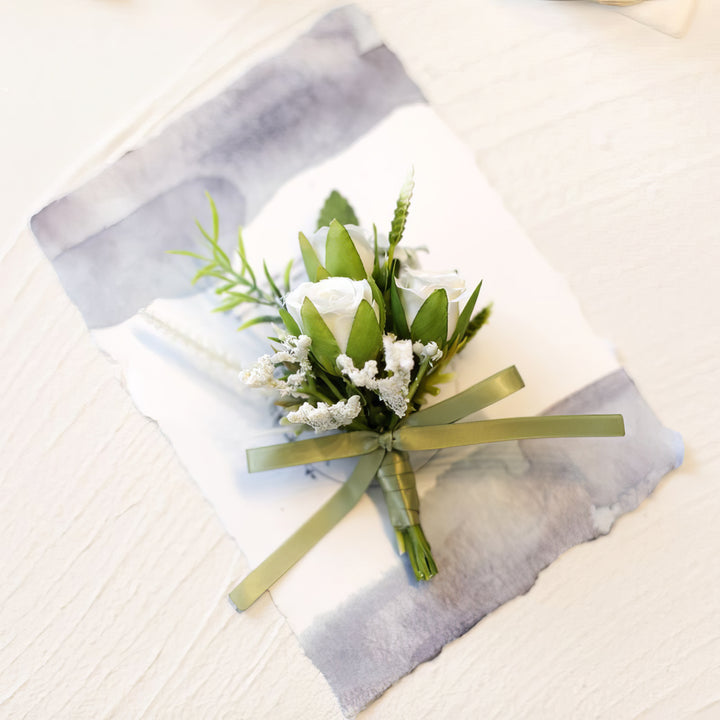 Elegant Bridal Corsage with Roses and Baby's Breath