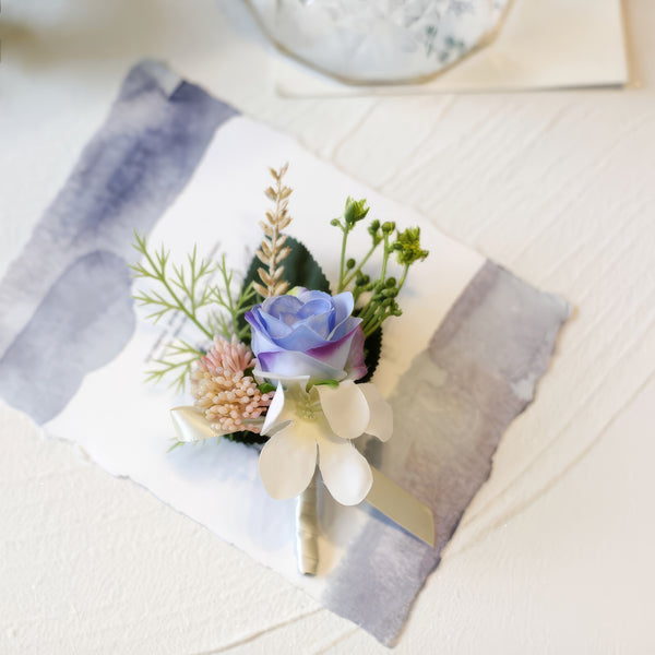 Classic Wedding Boutonniere With Rose & Greenery