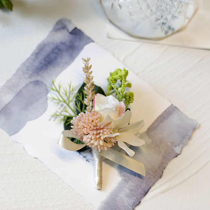 Classic Wedding Boutonniere With Rose & Greenery