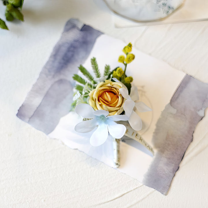 Classic Wedding Boutonniere With Rose & Greenery