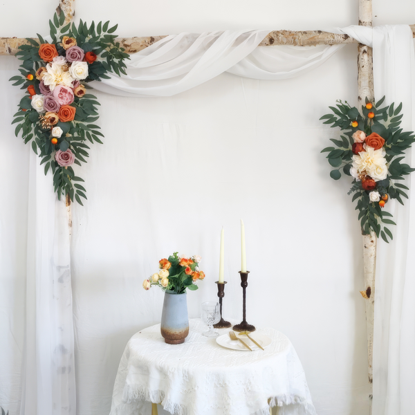 Terracotta & Dusty Rose Wedding Arch Decor (6 x 9ft) with Drapes